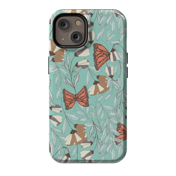 iPhone 14 StrongFit Romantic Butterflies Blue by Jelena Obradovic