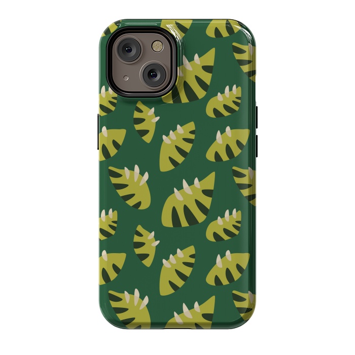 iPhone 14 StrongFit Clawed Abstract Green Leaf Pattern by Boriana Giormova