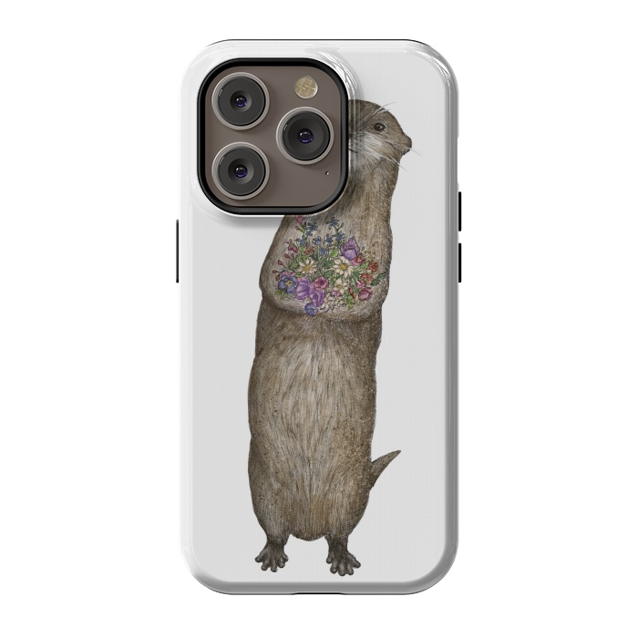 iPhone 14 Pro StrongFit Otter and Flowers by ECMazur 