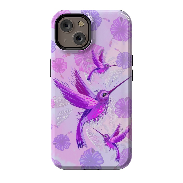 iPhone 14 StrongFit Hummingbird Spirit Purple Watercolor  by BluedarkArt
