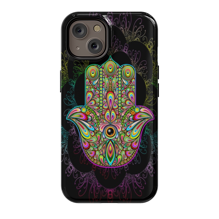 iPhone 14 StrongFit Hamsa Hand Psychedelic Amulet  by BluedarkArt