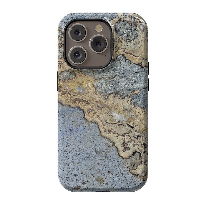 iPhone 14 Pro StrongFit Blue and Gold Marble by Alemi