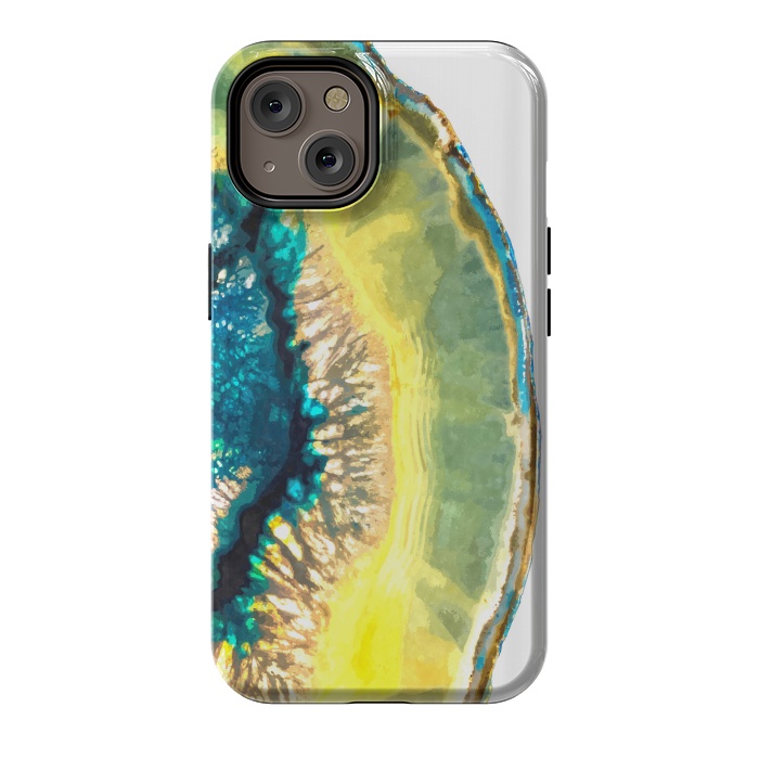 iPhone 14 StrongFit Blue and Yellow Agate by Alemi