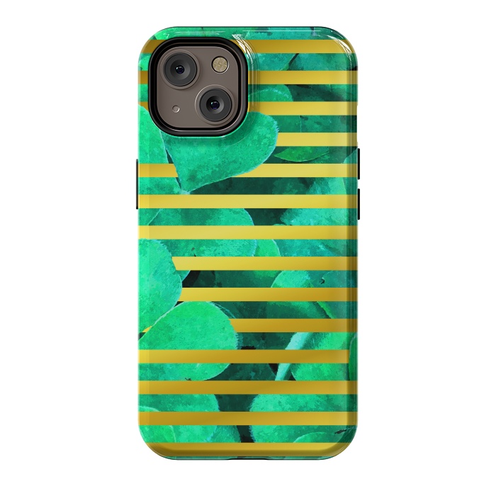 iPhone 14 StrongFit Clover and Gold Stripes Geometric Illustration by Alemi