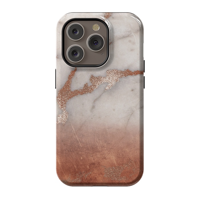 iPhone 14 Pro StrongFit Copper Trendy Veined Marble by  Utart
