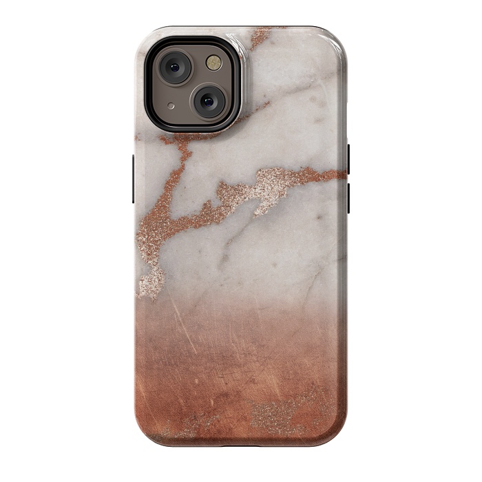 iPhone 14 StrongFit Copper Trendy Veined Marble by  Utart