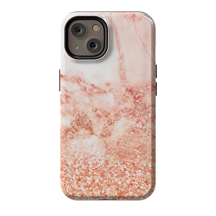 iPhone 14 StrongFit Salmon Glitter Marble by  Utart