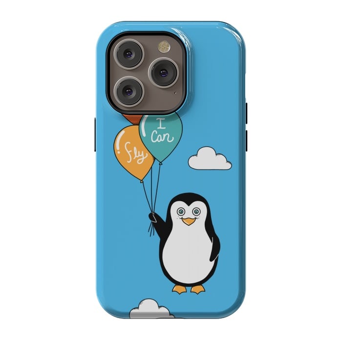 iPhone 14 Pro StrongFit Penguin I Believe I Can Fly by Coffee Man