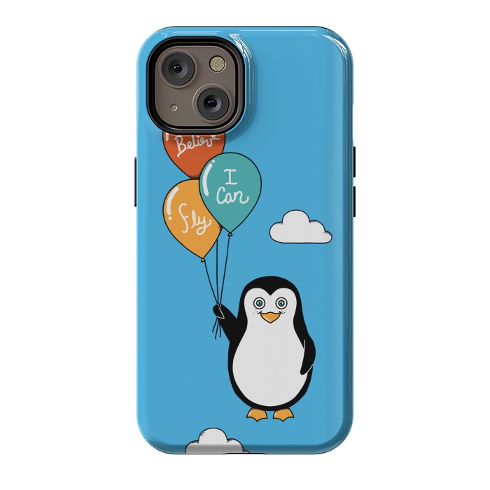 iPhone 14 StrongFit Penguin I Believe I Can Fly by Coffee Man