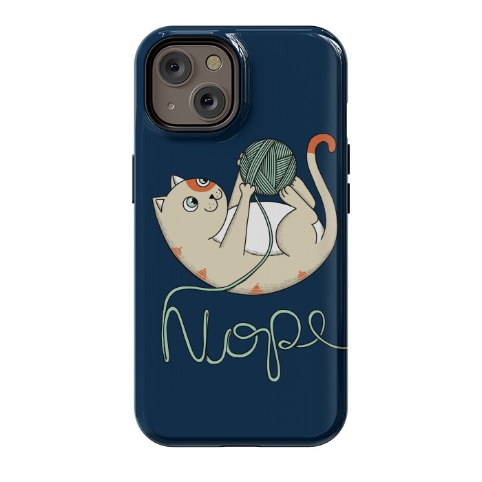 iPhone 14 StrongFit Cat Nope Blue by Coffee Man