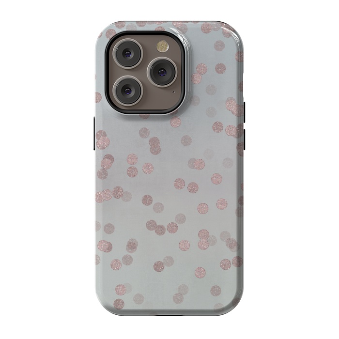 iPhone 14 Pro StrongFit Rose Gold Glitter Dots by Andrea Haase