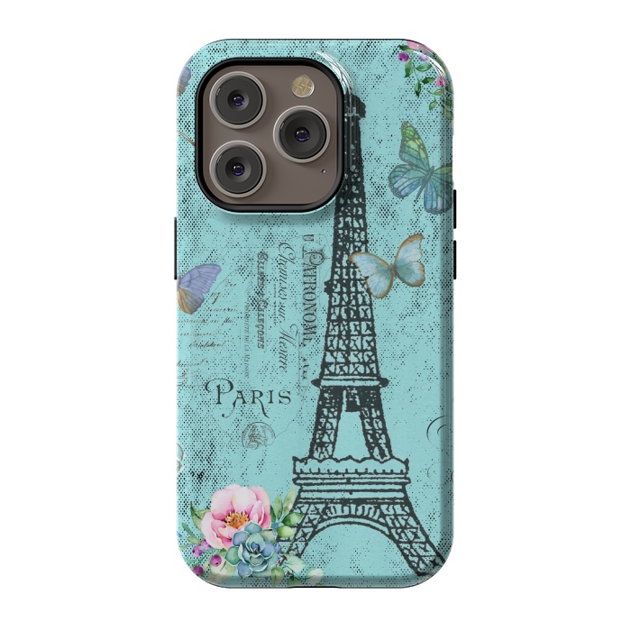iPhone 14 Pro StrongFit Blue Eiffel Tower Paris Watercolor Illustration by  Utart