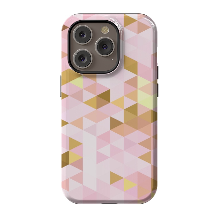 iPhone 14 Pro StrongFit Pink and Rose Gold Marble Triangle Pattern by  Utart