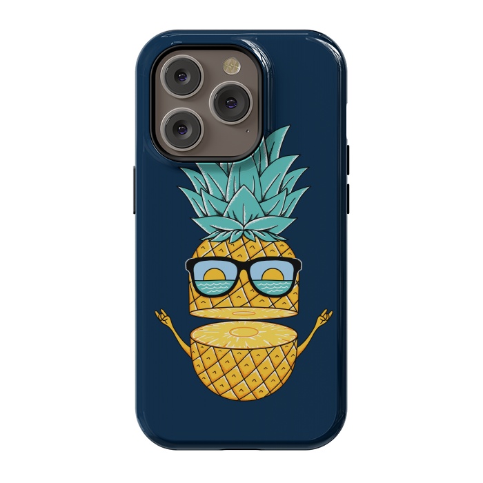 iPhone 14 Pro StrongFit Pineapple Sunglasses Blue by Coffee Man