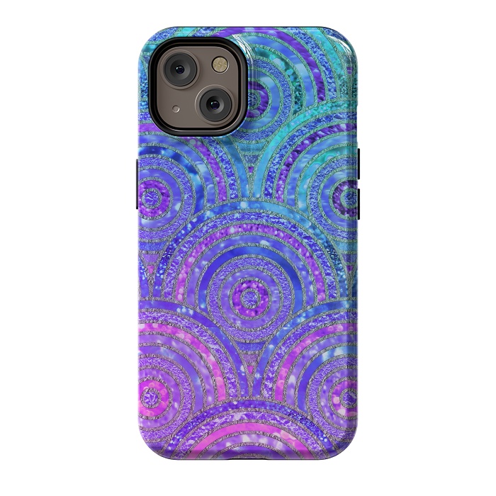 iPhone 14 StrongFit Pink and Blue Metal Circles Pattern by  Utart