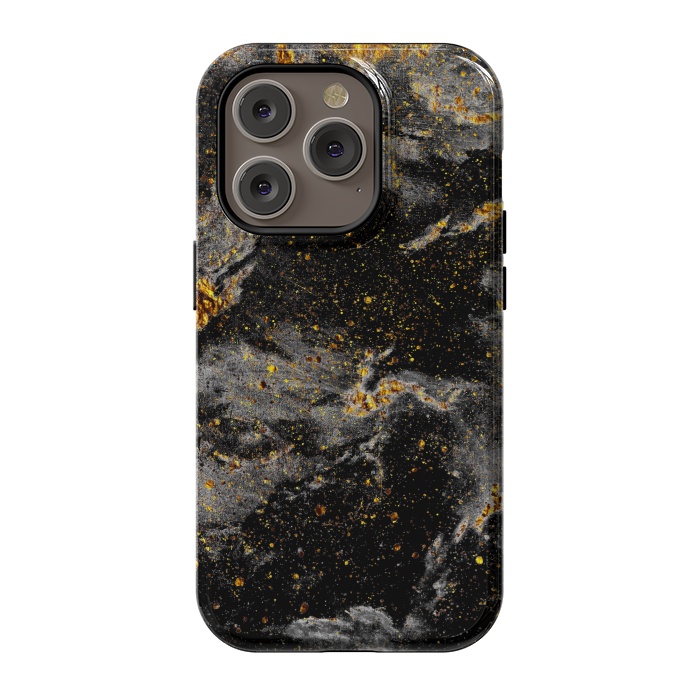 iPhone 14 Pro StrongFit Galaxy Black Gold by Gringoface Designs