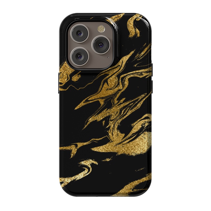 iPhone 14 Pro StrongFit Black and Gold Luxury Marble by  Utart
