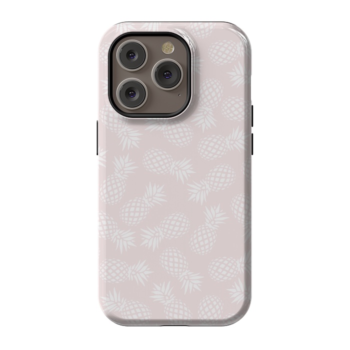 iPhone 14 Pro StrongFit Pineapple pattern on pink 022 by Jelena Obradovic