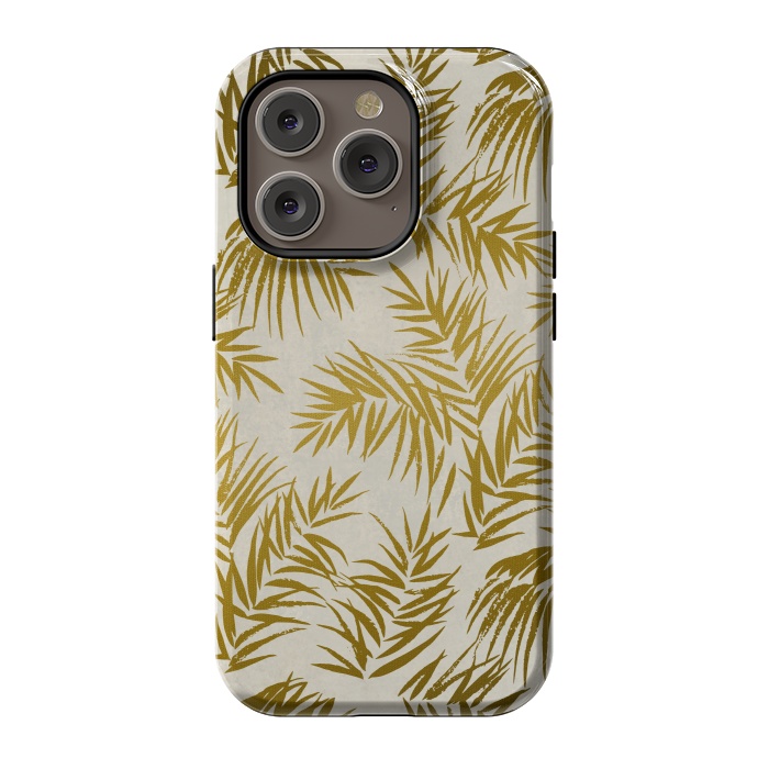 iPhone 14 Pro StrongFit Golden Palm Leaves 2 by Andrea Haase