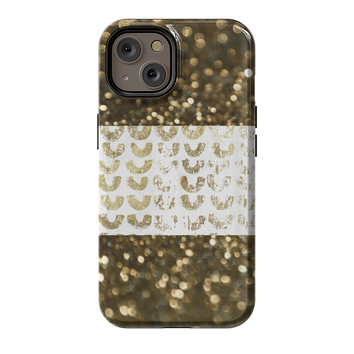 iPhone 14 StrongFit Golden Glitter by Andrea Haase