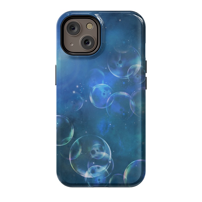 iPhone 14 StrongFit Surreal Blue Bubbles by Andrea Haase