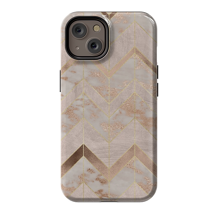 iPhone 14 StrongFit Marble Rosegold Chevron by  Utart