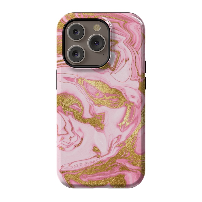 iPhone 14 Pro StrongFit Pink and Gold Marble by  Utart