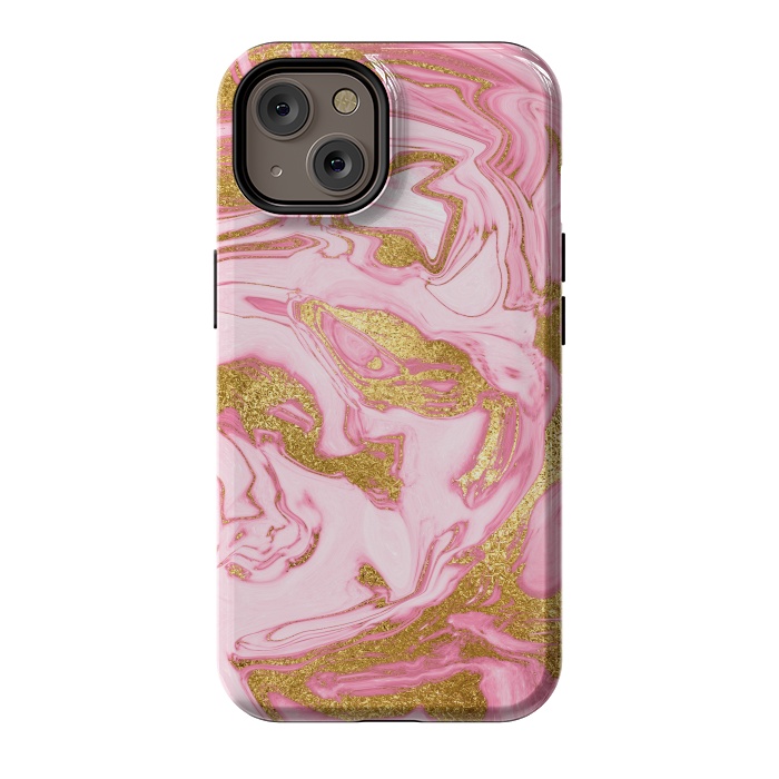 iPhone 14 StrongFit Pink and Gold Marble by  Utart