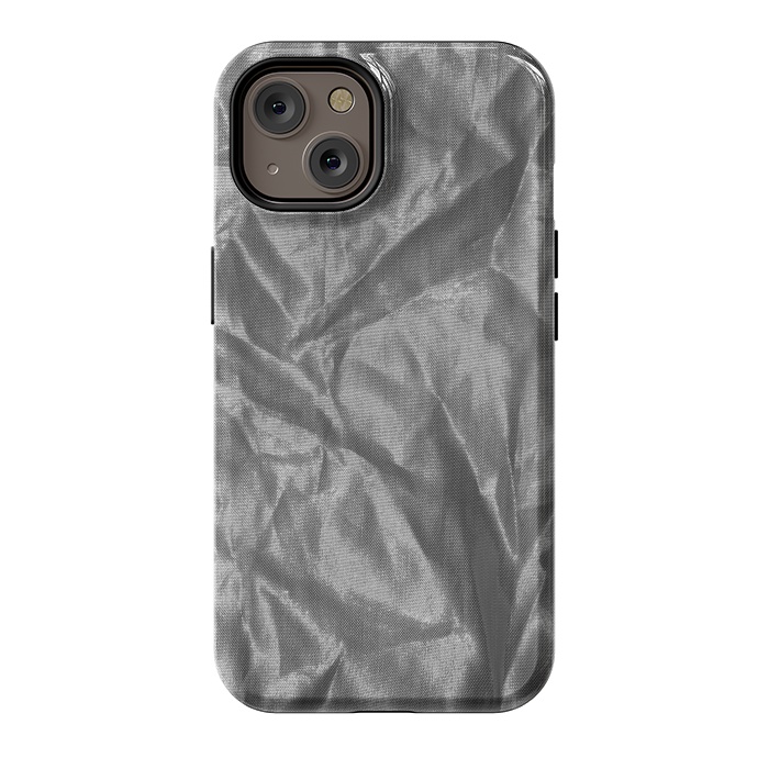 iPhone 14 StrongFit Shiny Silver Fabric by Andrea Haase