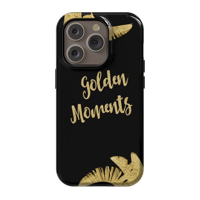 iPhone 14 Pro StrongFit Golden Moments Palm Leaves by Andrea Haase