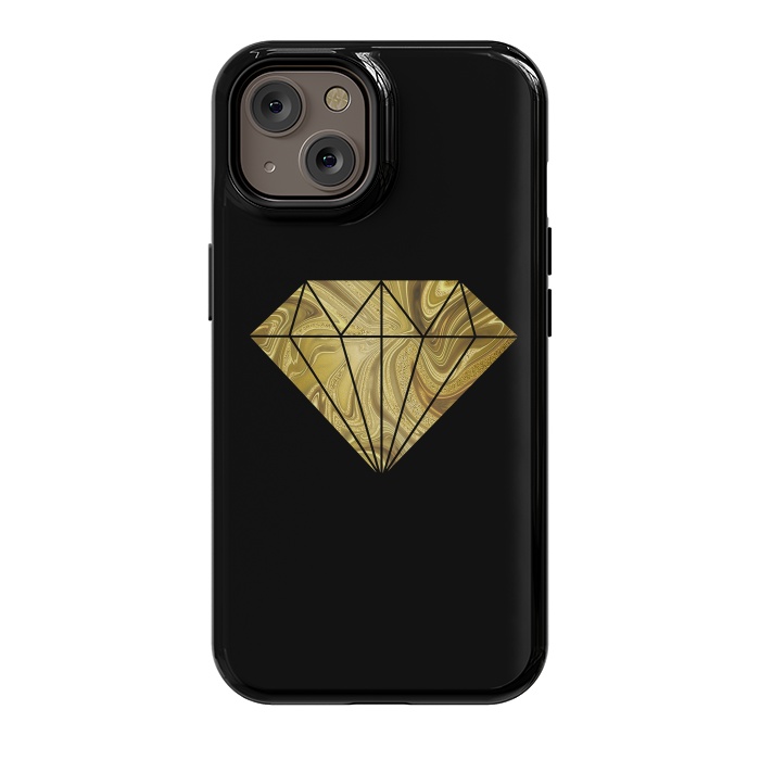 iPhone 14 StrongFit Golden Diamond  Faux Glitter On Black by Andrea Haase