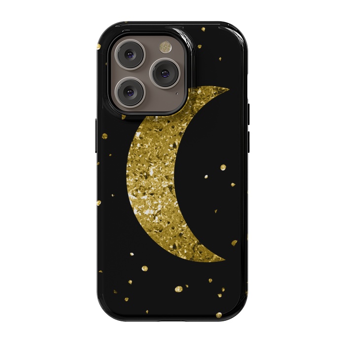 iPhone 14 Pro StrongFit Sparkling Golden Moon by Andrea Haase