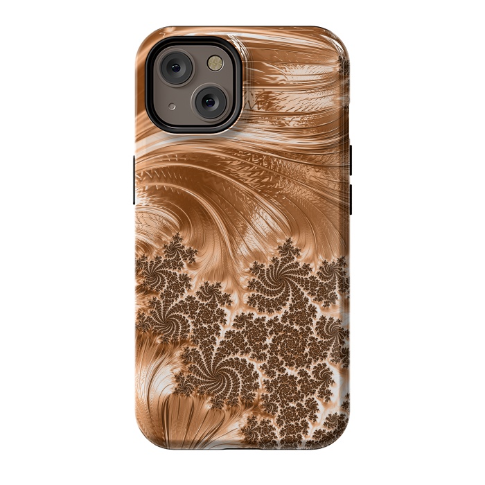 iPhone 14 StrongFit Copper Floral Fractal by Andrea Haase