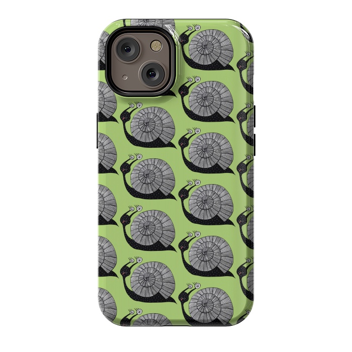 iPhone 14 StrongFit Cartoon Snail With Spiral Eyes Pattern by Boriana Giormova