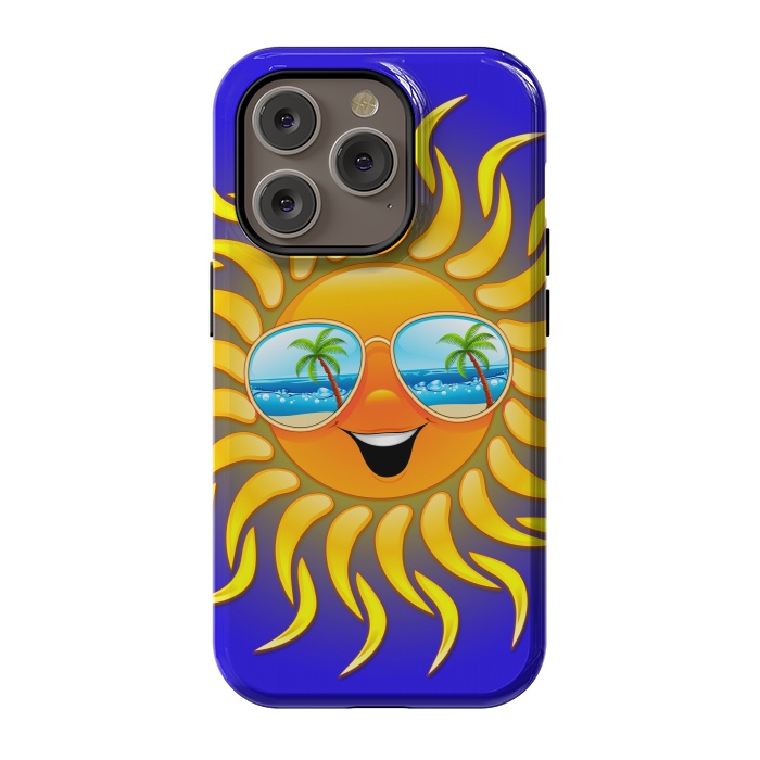 iPhone 14 Pro StrongFit Summer Sun Cartoon with Sunglasses by BluedarkArt