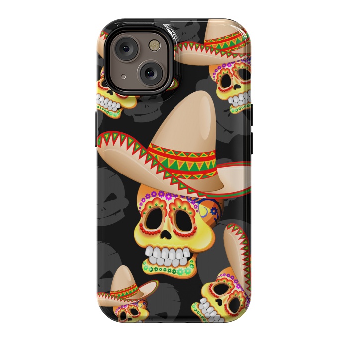 iPhone 14 StrongFit Mexico Sugar Skull with Sombrero by BluedarkArt