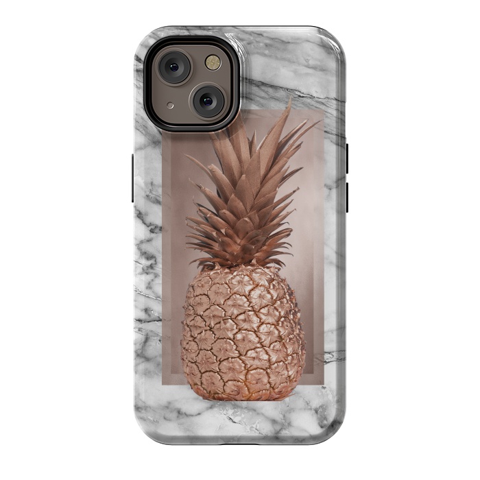 iPhone 14 StrongFit Copper Pineapple on Gray Marble  by  Utart