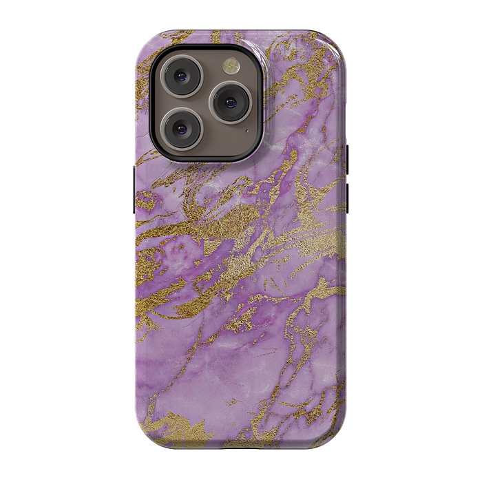 iPhone 14 Pro StrongFit Purple and Gold Marble by  Utart