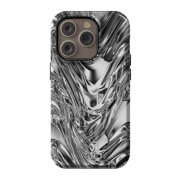 iPhone 14 Pro StrongFit Silver Aluminium Molten Metal Digital Texture by BluedarkArt