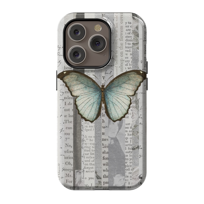 iPhone 14 Pro StrongFit Vintage Butterfly Paper Collage by Andrea Haase