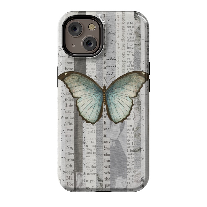 iPhone 14 StrongFit Vintage Butterfly Paper Collage by Andrea Haase