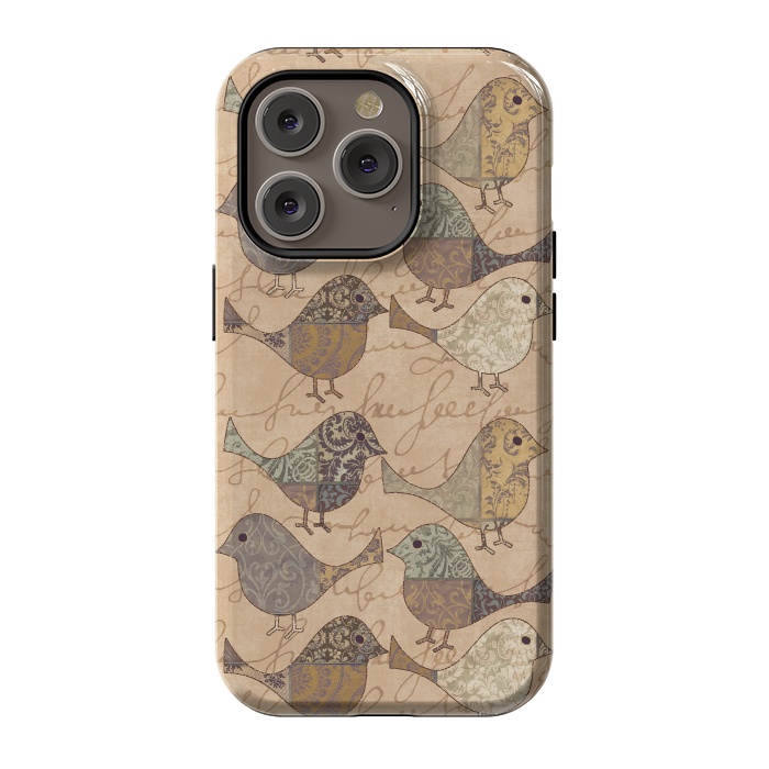 iPhone 14 Pro StrongFit Patchwork Bird Pattern by Andrea Haase