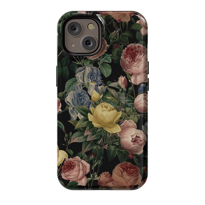 iPhone 14 StrongFit Victorian Vintage Roses on Black by  Utart