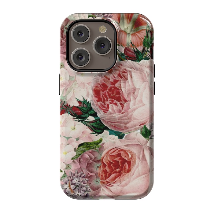 iPhone 14 Pro StrongFit Roses and Hydrangea Pattern by  Utart