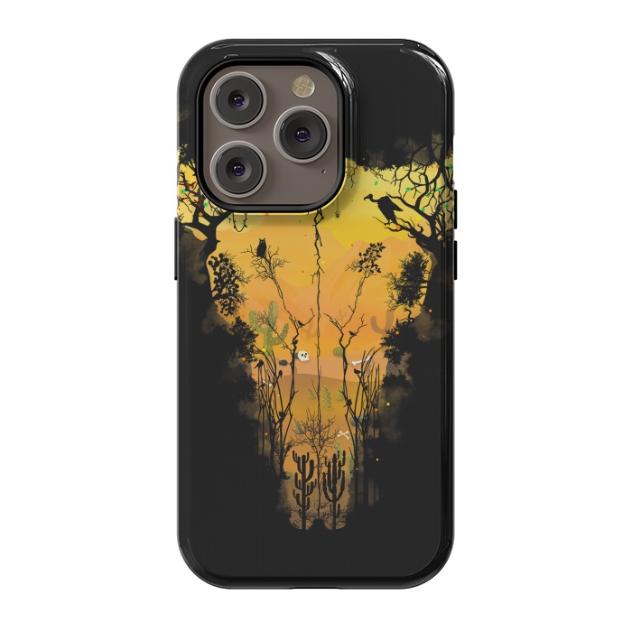 iPhone 14 Pro StrongFit Dark Desert Cow Skull by Sitchko