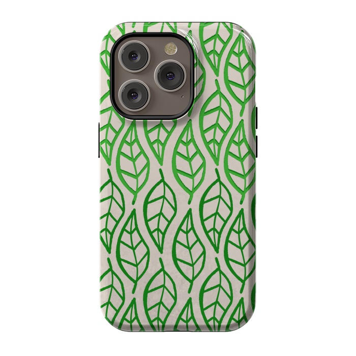 iPhone 14 Pro StrongFit leaf pattern green by MALLIKA