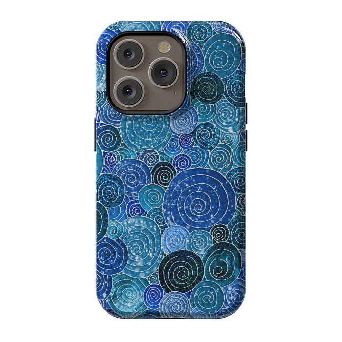 iPhone 14 Pro StrongFit Blue Abstract Metal Dots and Circles by  Utart