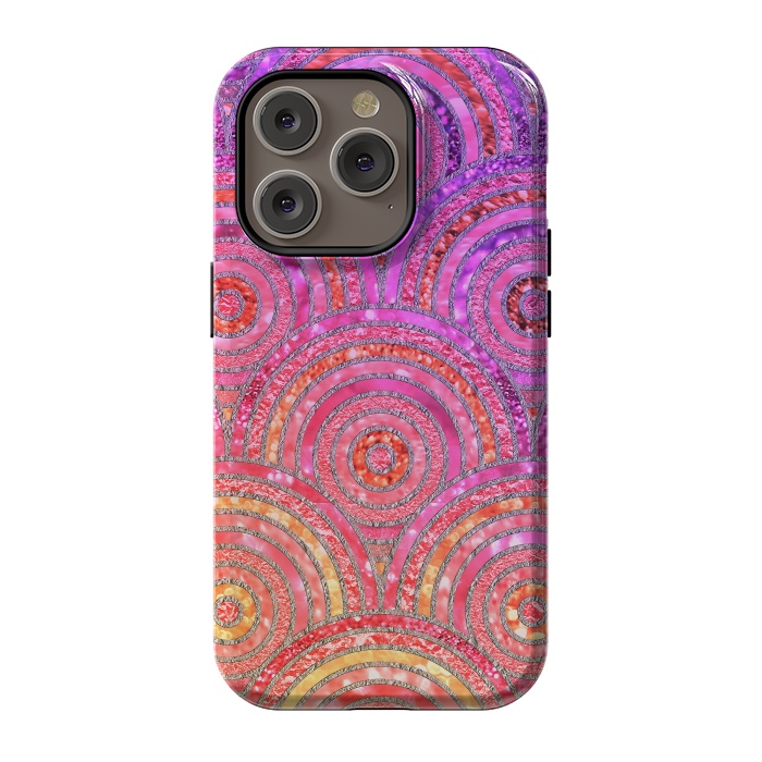 iPhone 14 Pro StrongFit Multicolor Pink Gold Circles  by  Utart