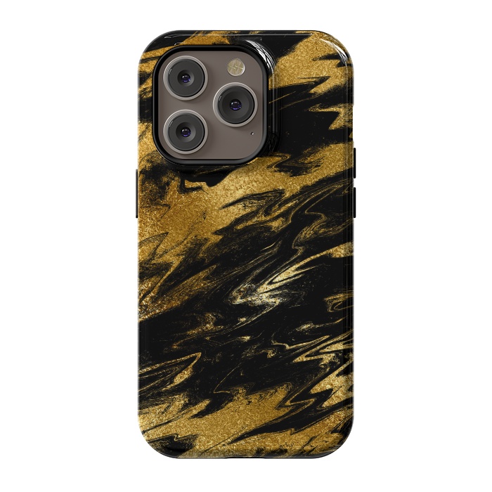 iPhone 14 Pro StrongFit Black and Gold Marble by  Utart