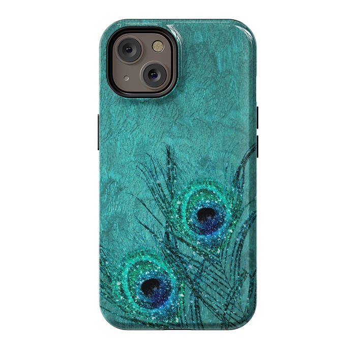 iPhone 14 StrongFit Peacock Sparkle Feathers by  Utart